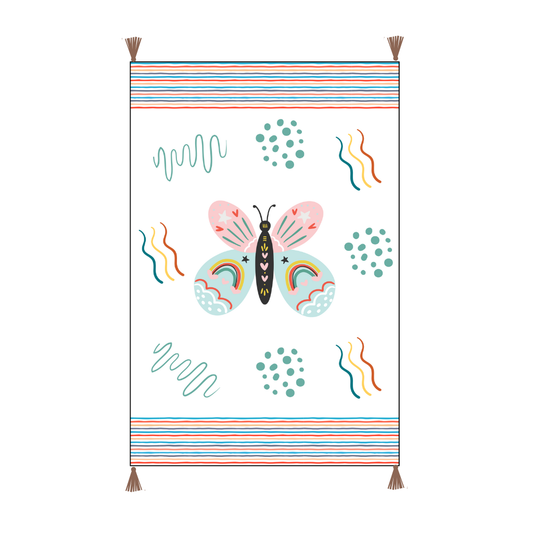 Bohemian Butterfly Printed Embroidered Cotton Bedding Cushion Throw