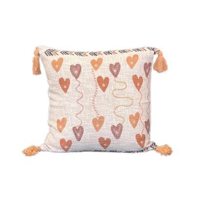 Bohemian Heart Embroidered Cotton Bedding Cushion Throw