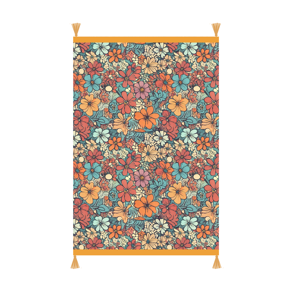 Vintage Floral Bohemian Printed Embroidered Cotton Bedding Throw