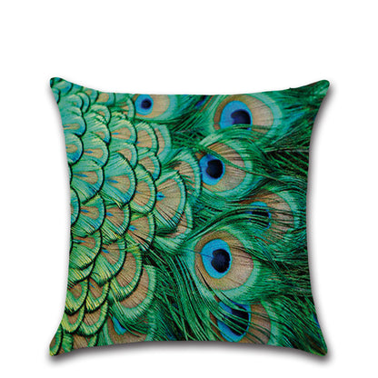 Peacock Printed Throw Pillow Case Cushion Cover - Adore India   