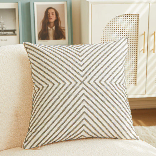Embroidery Modern Geometrical Living Room Sofa Cushion Cover - Adore India   