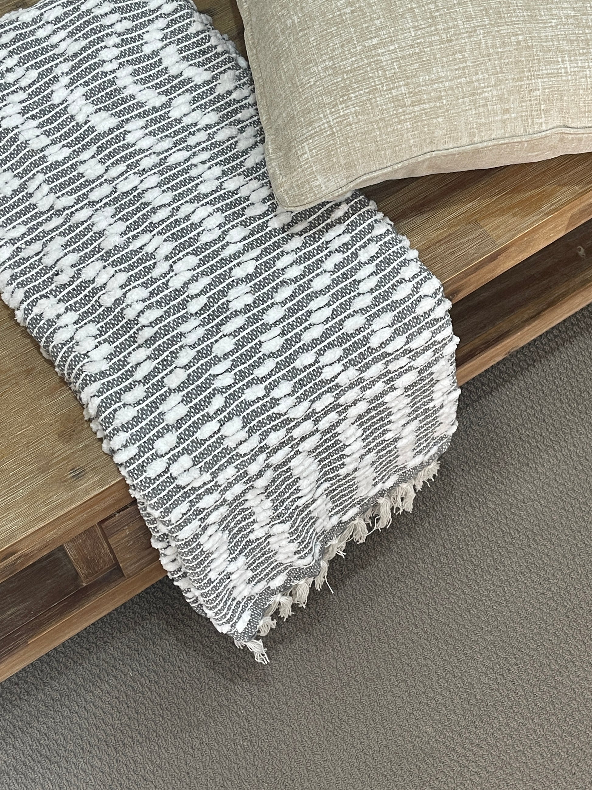 Bohemian Grey Cotton Bedding Tufted Throw Blanket - Adore India   