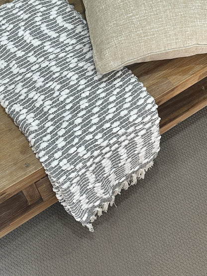 Bohemian Grey Cotton Bedding Tufted Throw Blanket - Adore India   