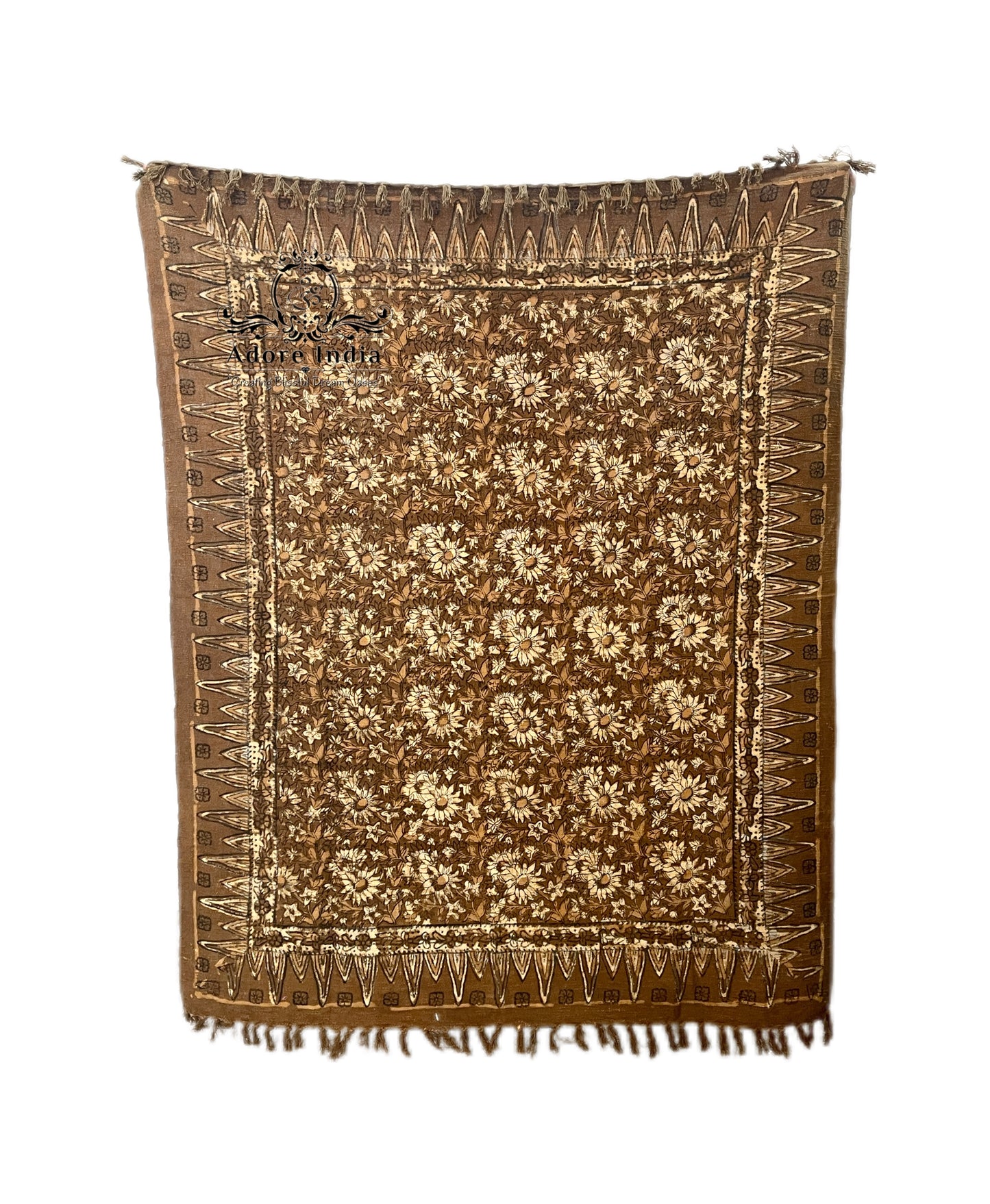 Bohemian Cotton Vintage Mustard Block Printed Bedding Throw Blanket - Adore India   