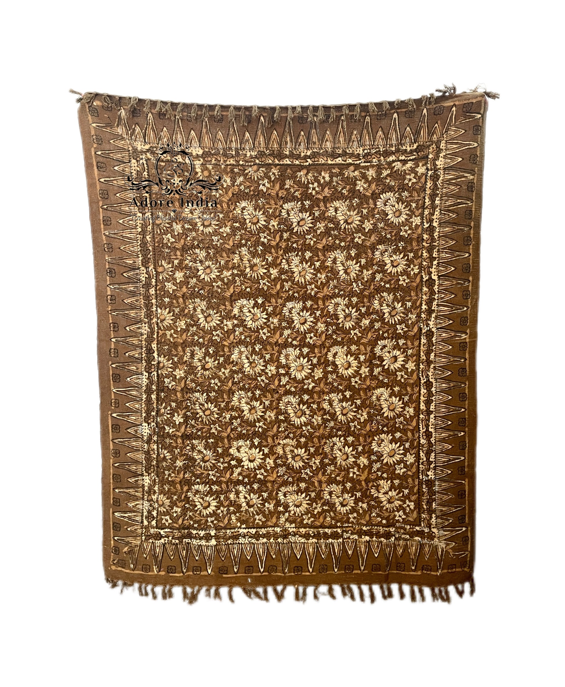 Bohemian Cotton Vintage Mustard Block Printed Bedding Throw Blanket - Adore India   