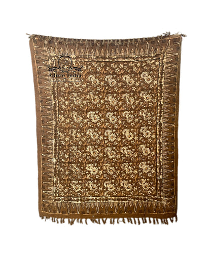 Bohemian Cotton Vintage Mustard Block Printed Bedding Throw Blanket - Adore India   