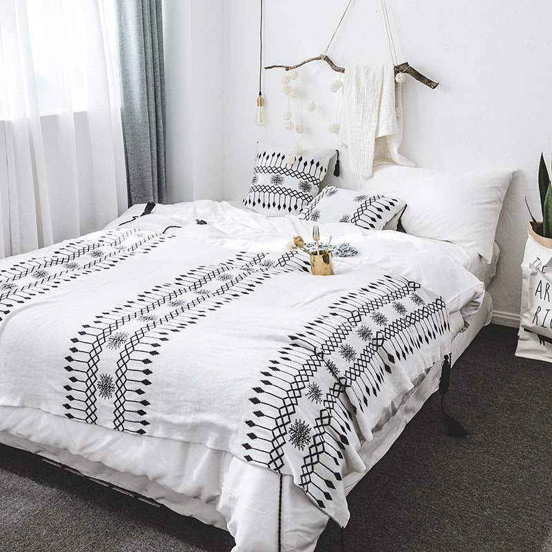 Nordic Casual Moroccan Knitted Blanket Throw - Adore India   