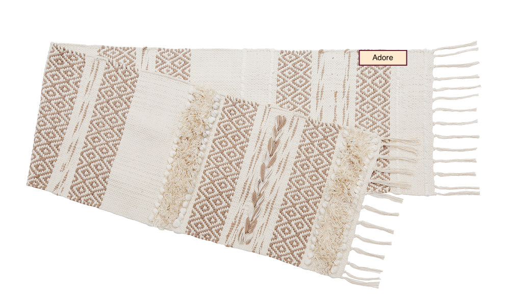 Aria Cotton Boho Table Runner for Dining Elegant Neutral Home Accent