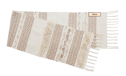Aria Cotton Boho Table Runner for Dining Elegant Neutral Home Accent