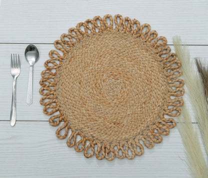 Isadora Natural Round Jute Placemats - Sustainable Dining Table Decor