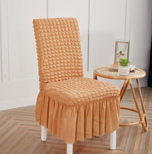 Ruffled Orange Stretchable Chair Protector Cover