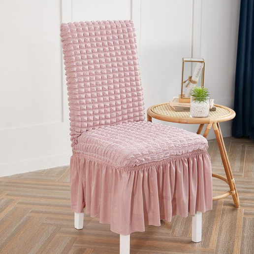 Ruffled Pink Stretchable Chair Protector Cover