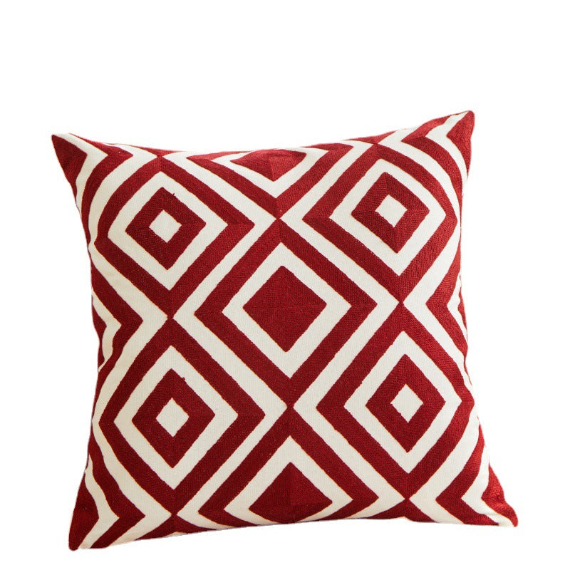 Embroidery Modern Geometrical Living Room Sofa Cushion Cover - Adore India   