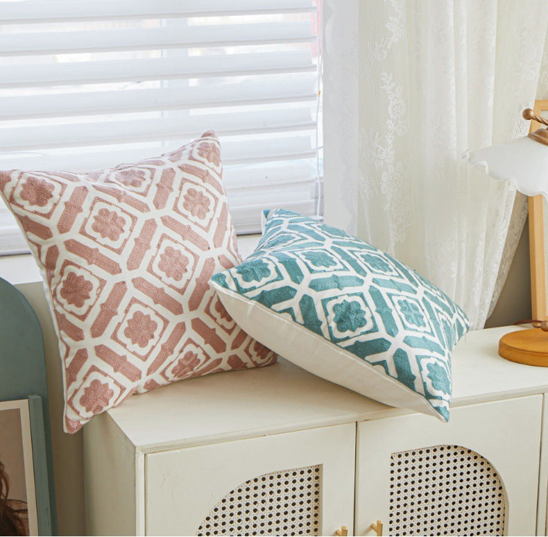 Embroidery Modern Geometrical Living Room Sofa Cushion Cover - Adore India   