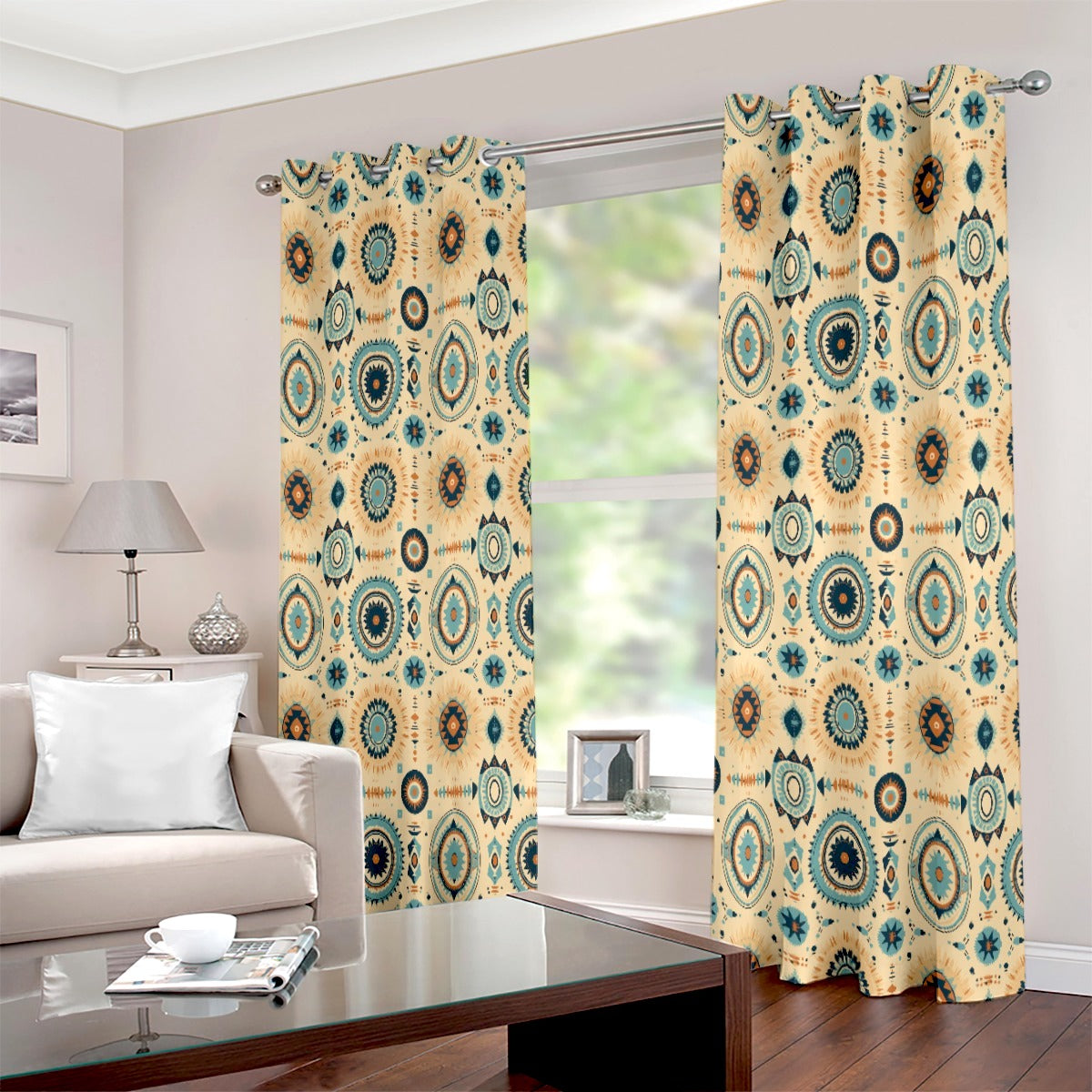 Aztec Mandala Floral Printed Curtain Set - Adore India   