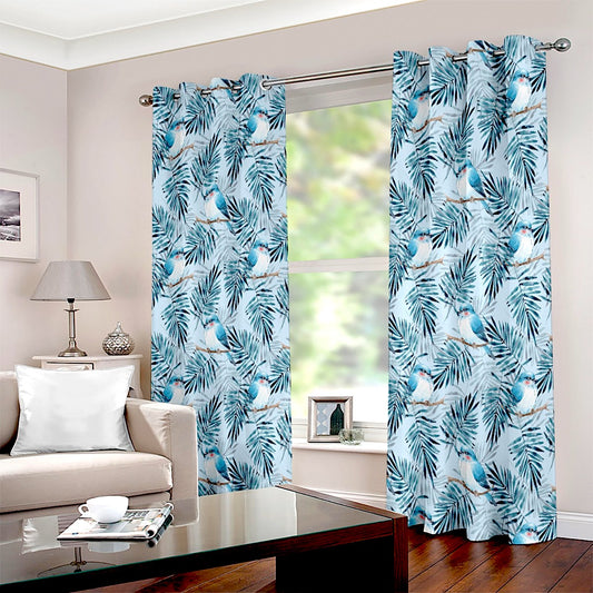 Bird of Prey Blue Bohemian Style Eyelet Curtain - Adore India   