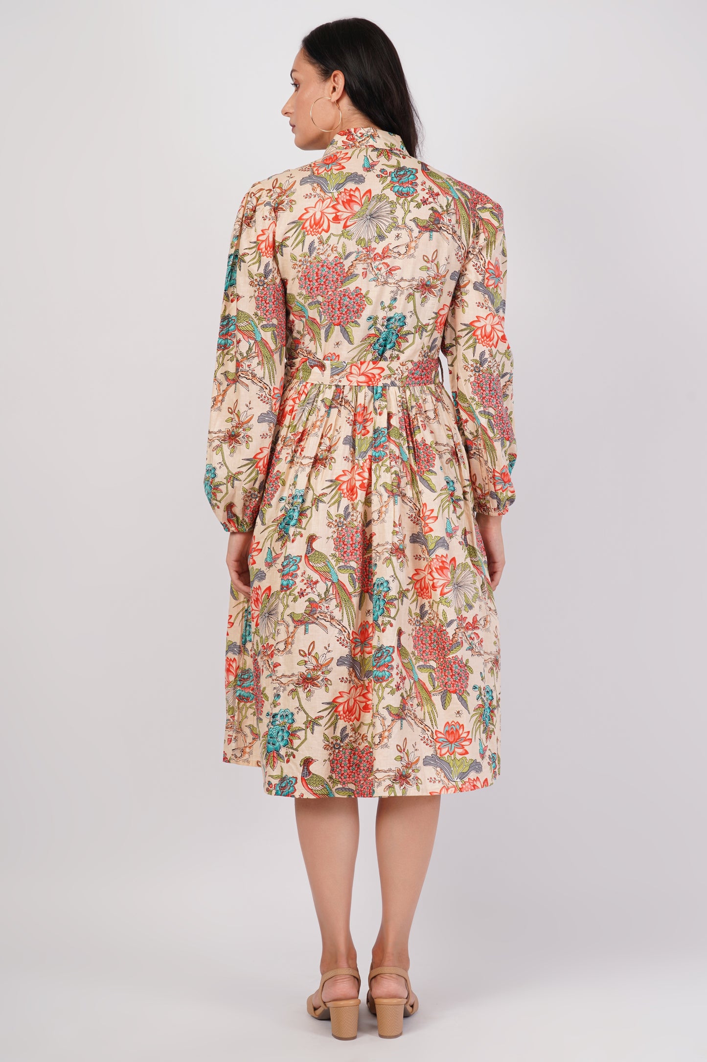 Tropical Avery Pleated Cotton Dress – Bird & Bloom Shirt Midi