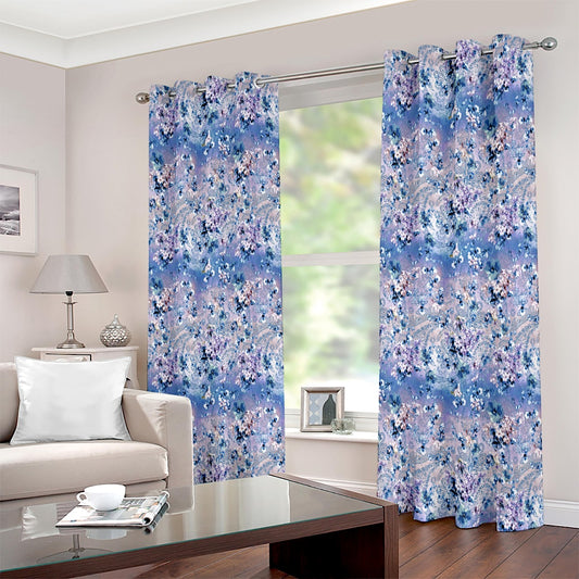 Blue Floral Paisley Bohemian Style Eyelet Curtain - Adore India   