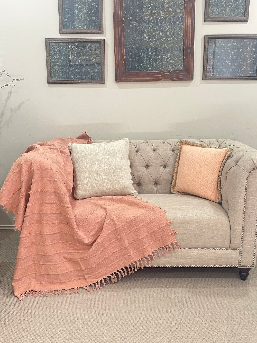 Bohemian Cotton Handmade Solid Mauve Bedding Throw Blanket - Adore India   