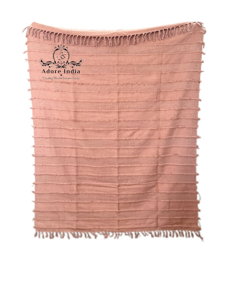 Bohemian Cotton Handmade Solid Mauve Bedding Throw Blanket - Adore India   