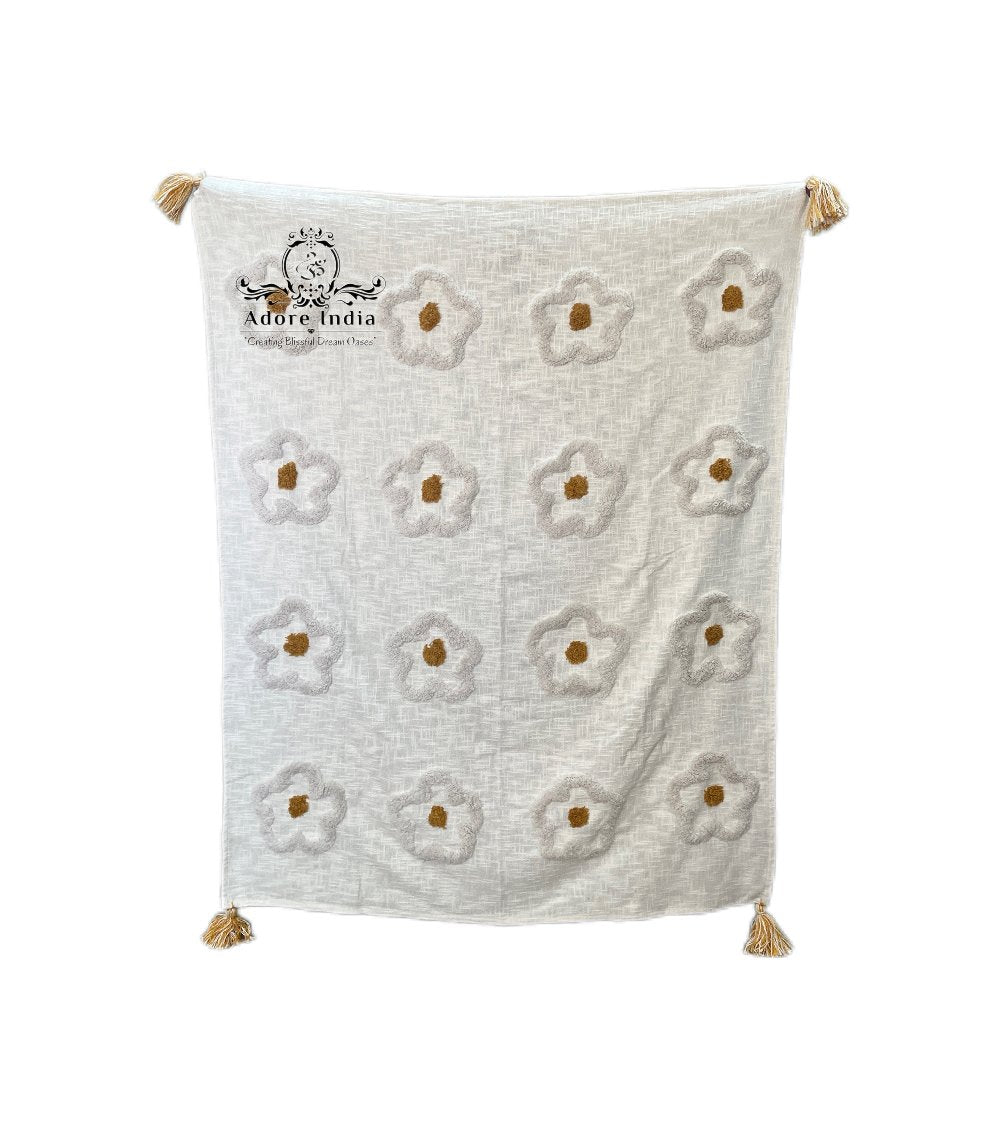 Bohemian Flower Cotton Bedding Throw Blanket-1 - Adore India   