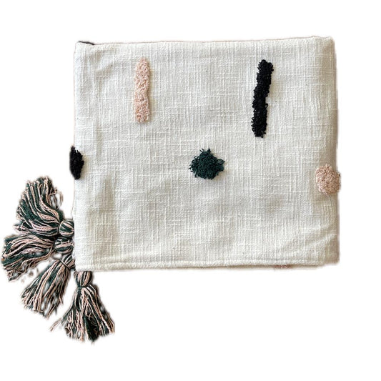 Bohemian Geometrical Dash Cotton Bedding Tufted Throw Blanket - Adore India   