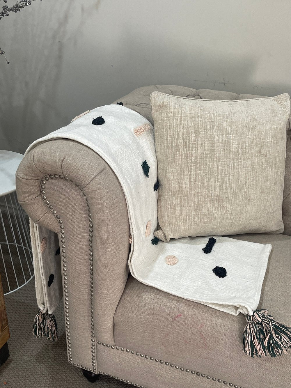 Bohemian Geometrical Dash Cotton Bedding Tufted Throw Blanket - Adore India   