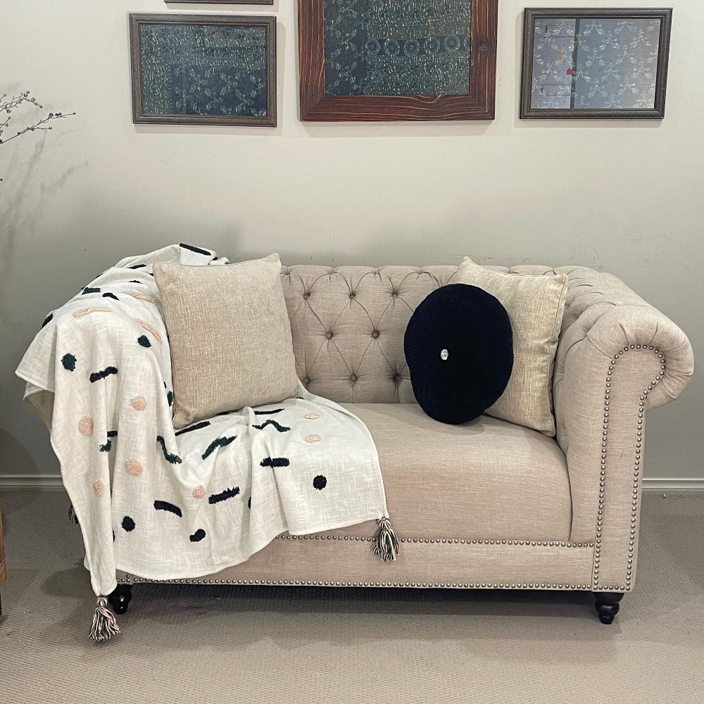 Bohemian Geometrical Dash Cotton Bedding Tufted Throw Blanket - Adore India   