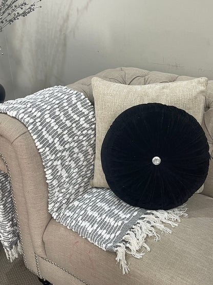 Bohemian Grey Cotton Bedding Tufted Throw Blanket - Adore India   