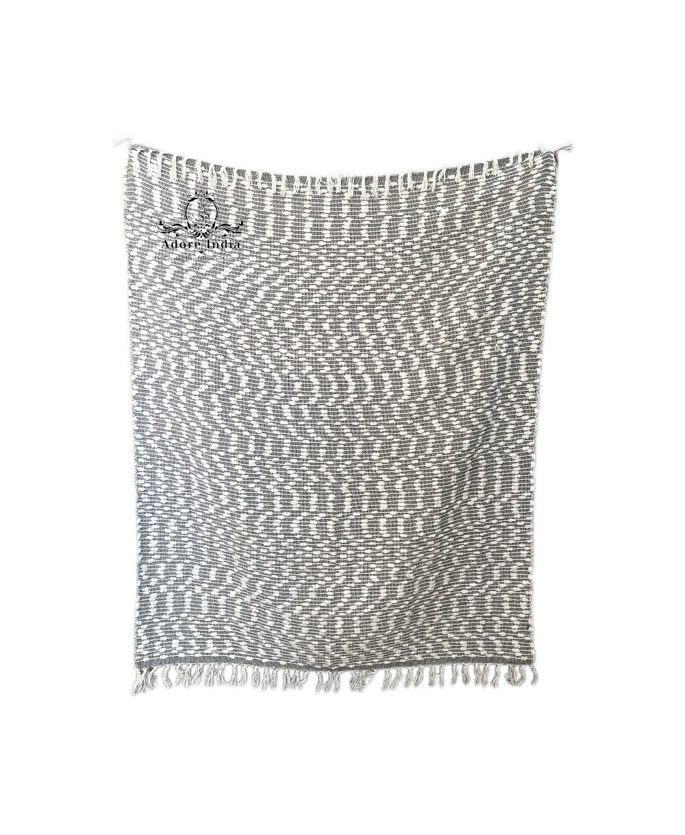Bohemian Grey Cotton Bedding Tufted Throw Blanket - Adore India   