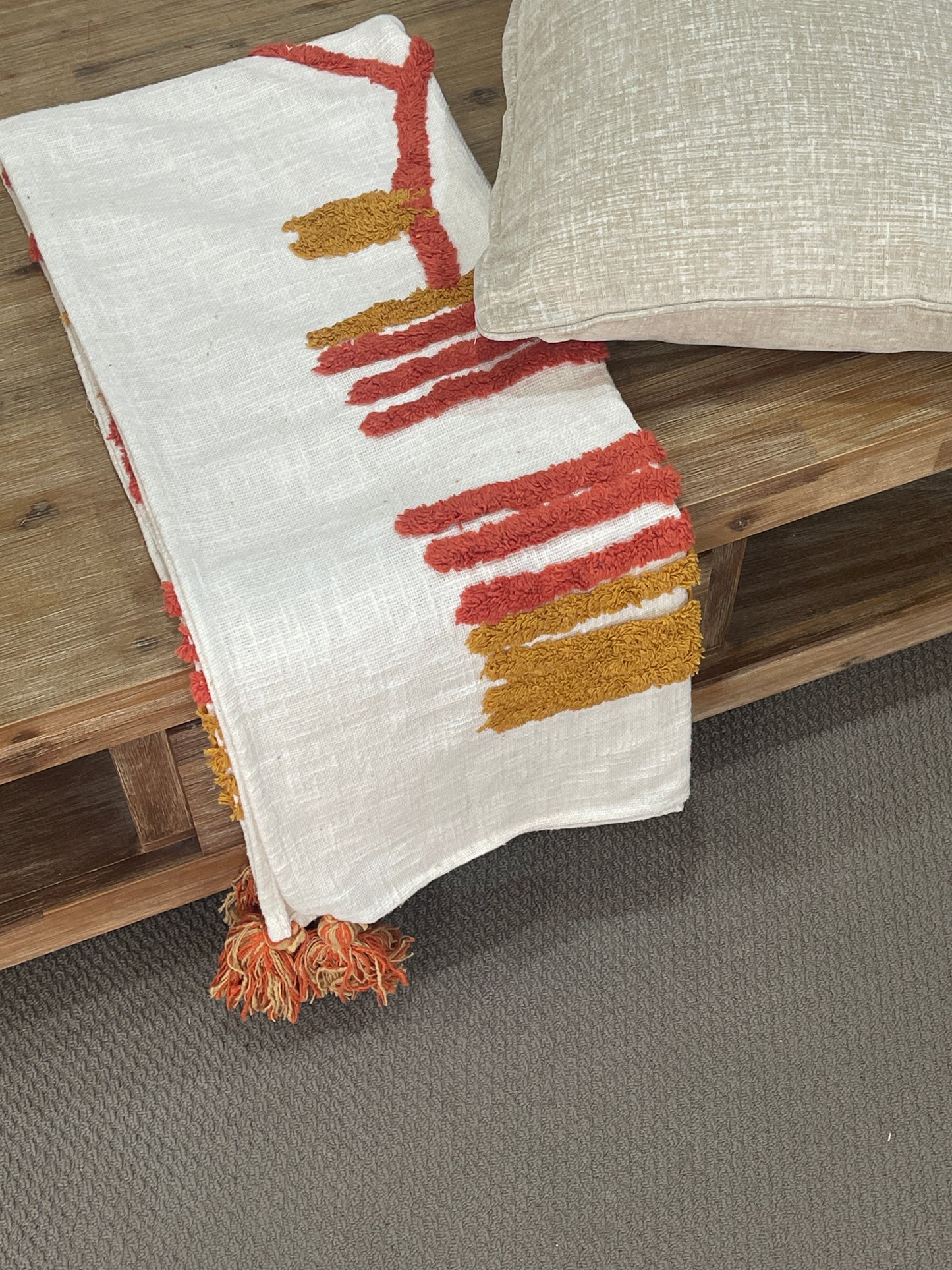 Bohemian Mustard Cotton Bedding Tufted Throw Blanket - Adore India   