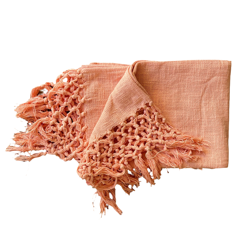 Bohemian Peach Cotton Bedding Throw Blanket - Adore India   