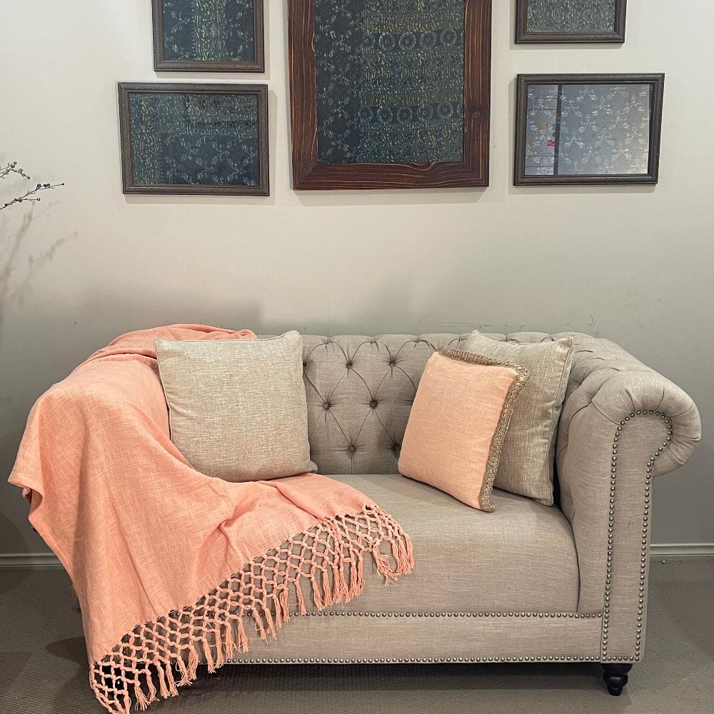 Bohemian Peach Cotton Bedding Throw Blanket - Adore India   