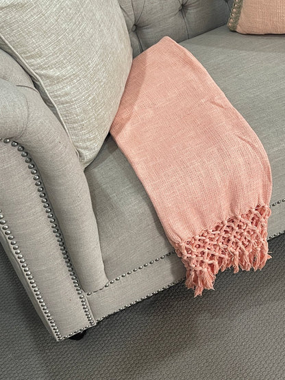 Bohemian Peach Cotton Bedding Throw Blanket - Adore India   