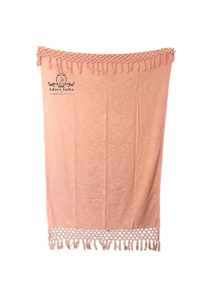 Bohemian Peach Cotton Bedding Throw Blanket - Adore India   