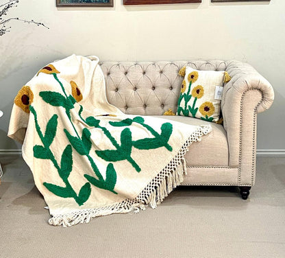 Bohemian Scandinavian Cotton Tufted Bedding Throw Blanket - Adore India   