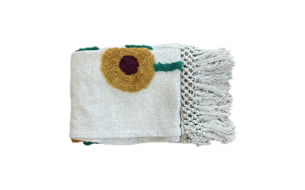 Bohemian Scandinavian Cotton Tufted Bedding Throw Blanket - Adore India   