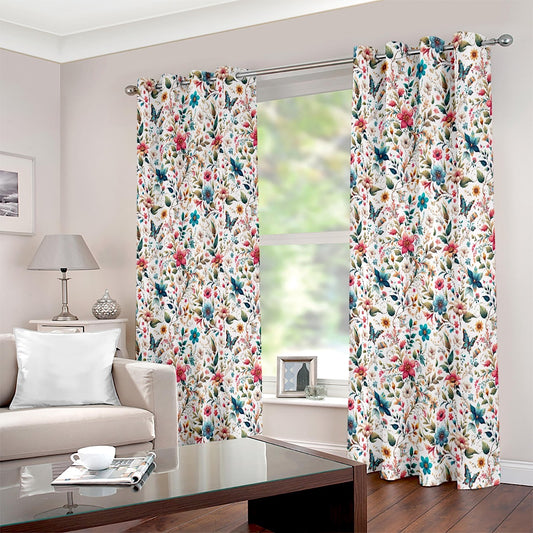 Boho Dream Colourful Floral Petal Printed Curtain Set - Adore India   