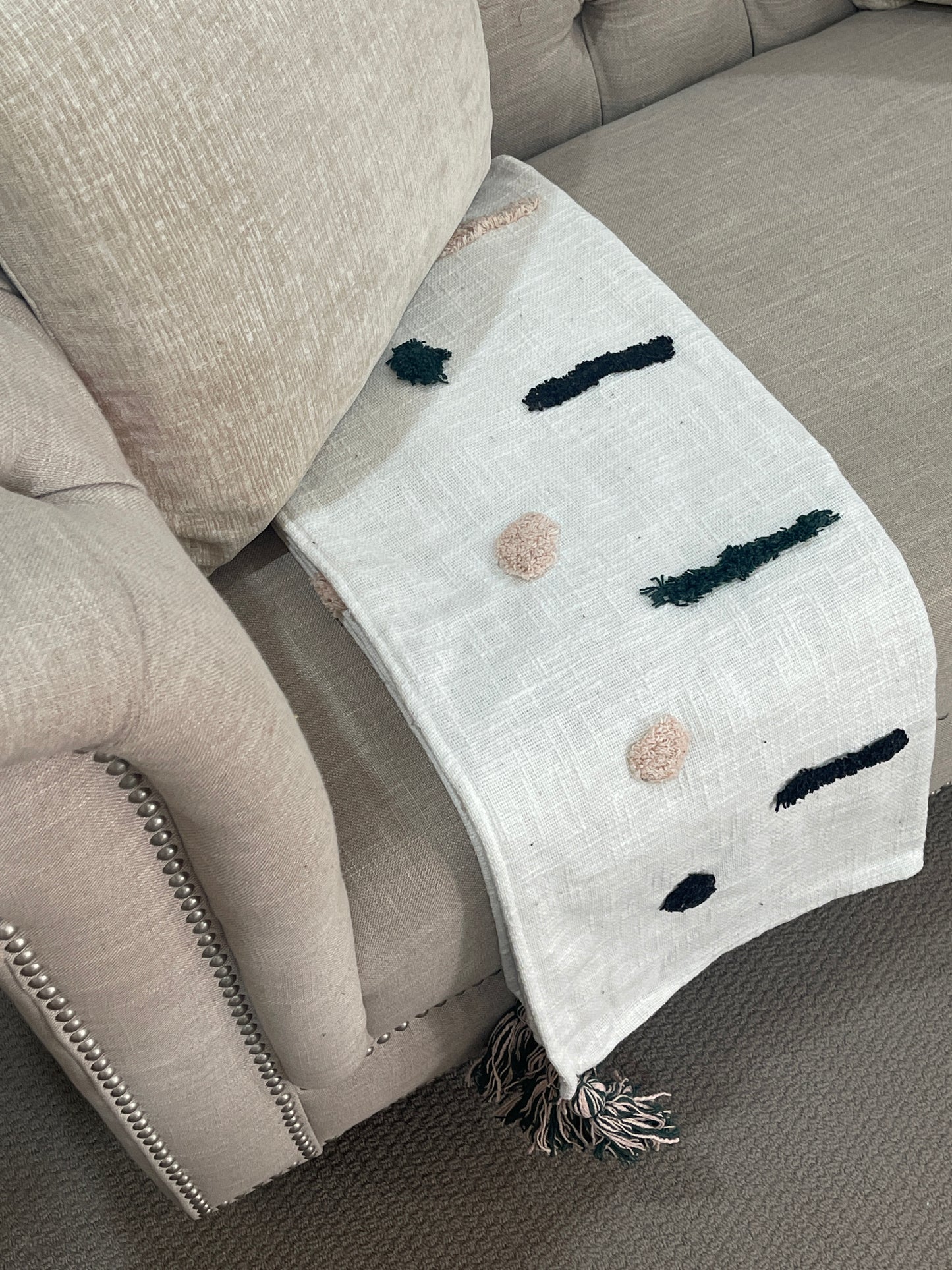 Bohemian Geometrical Dash Cotton Bedding Tufted Throw Blanket - Adore India   