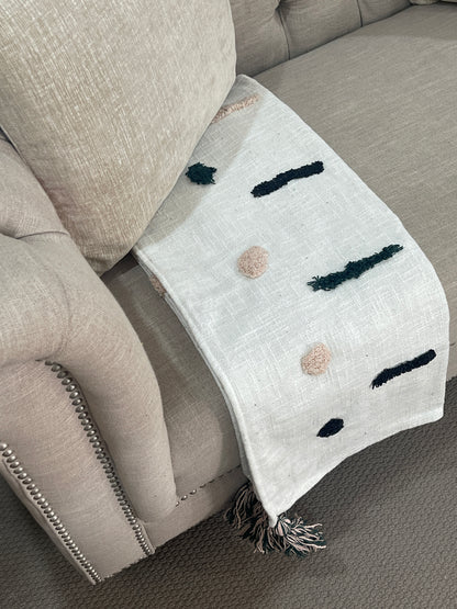 Bohemian Geometrical Dash Cotton Bedding Tufted Throw Blanket - Adore India   