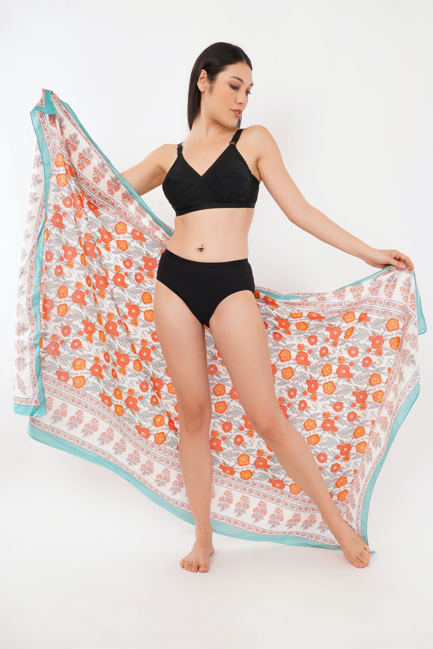 Cotton Hand Printed Floral Beach Sarongs Wrap Kusum