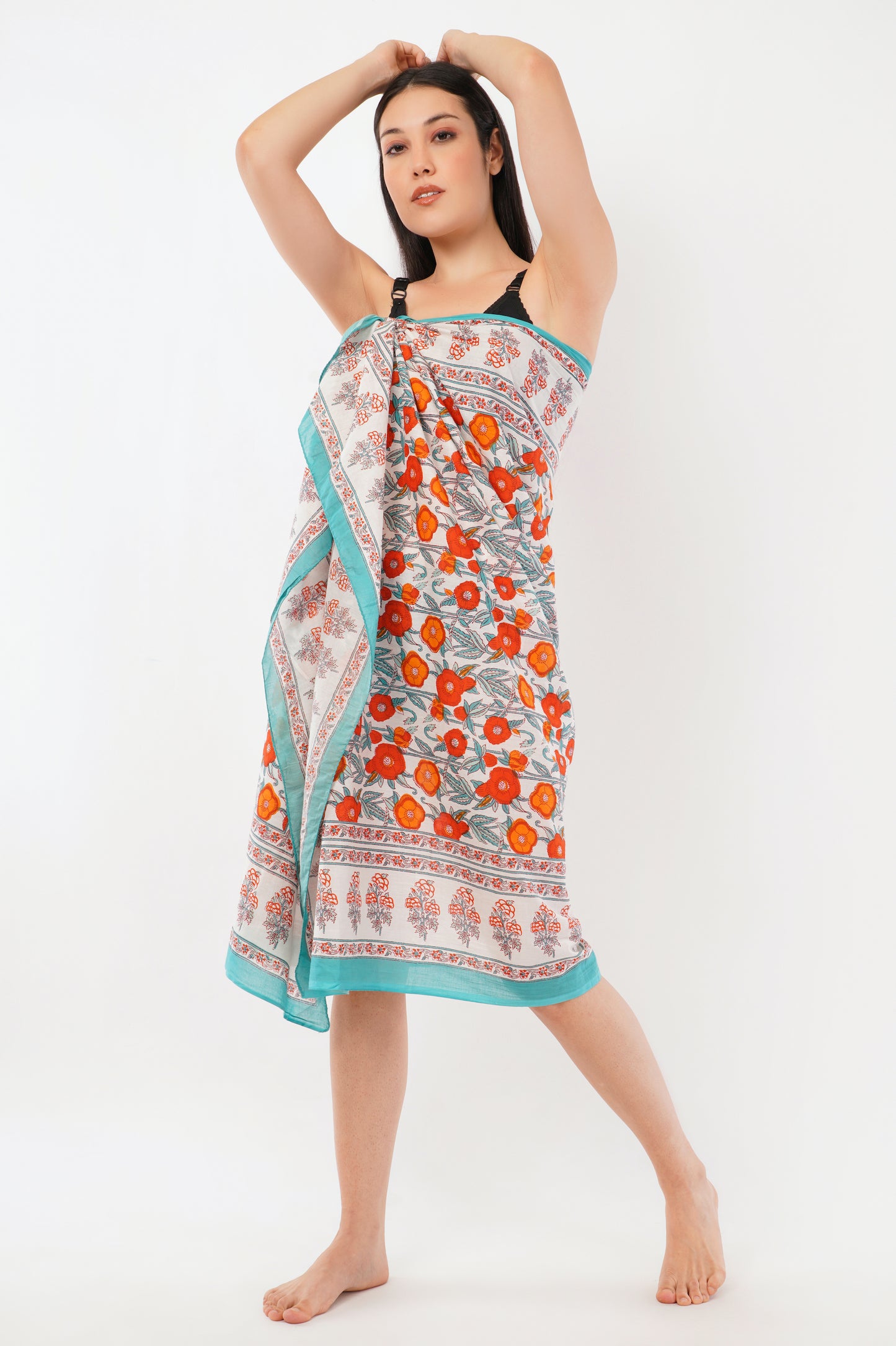 Cotton Hand Printed Floral Beach Sarongs Wrap Kusum