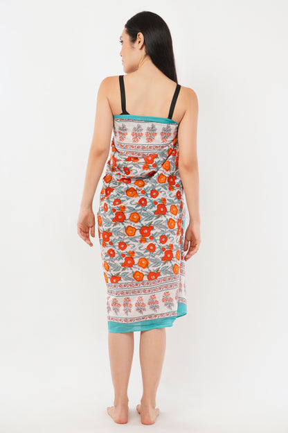 Cotton Hand Printed Floral Beach Sarongs Wrap Kusum