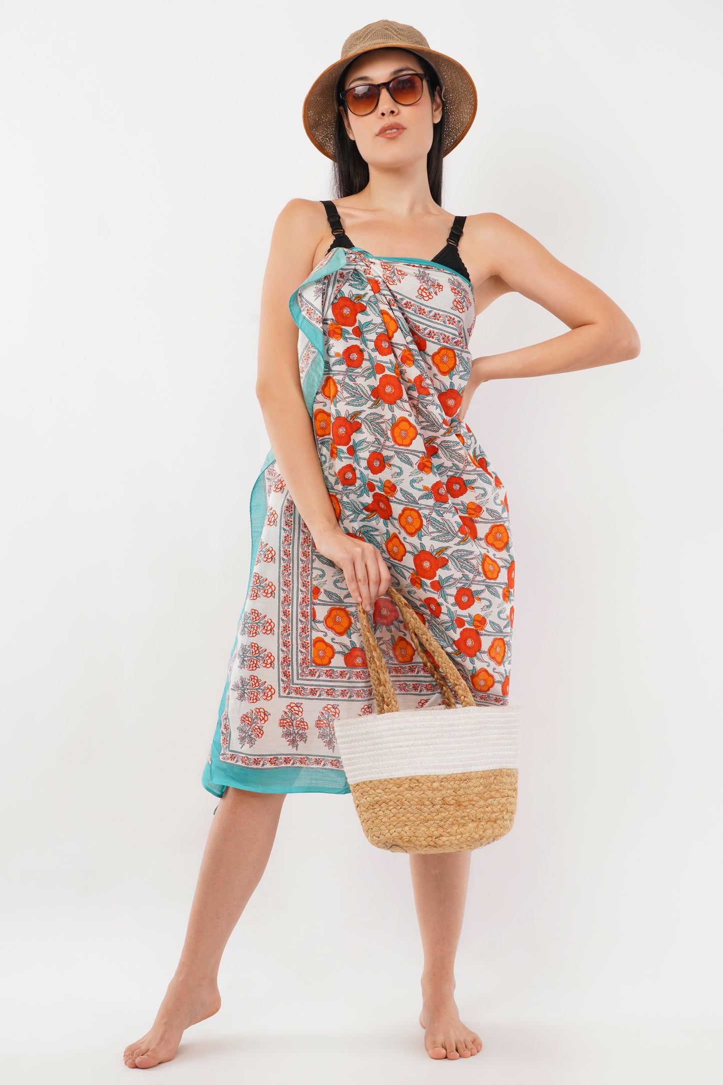 Cotton Hand Printed Floral Beach Sarongs Wrap Kusum