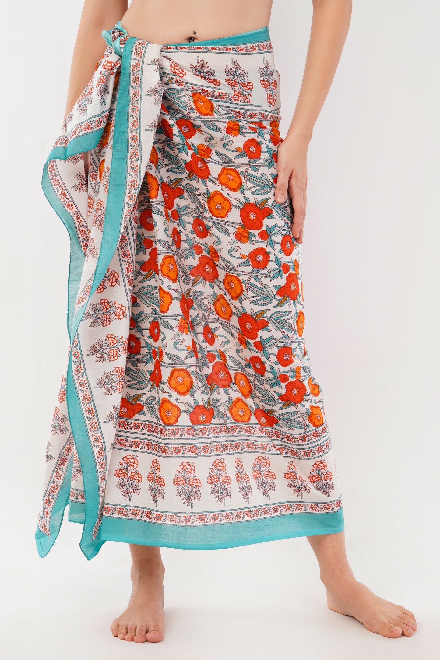 Cotton Hand Printed Floral Beach Sarongs Wrap Kusum