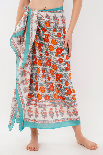 Cotton Hand Printed Floral Beach Sarongs Wrap Kusum