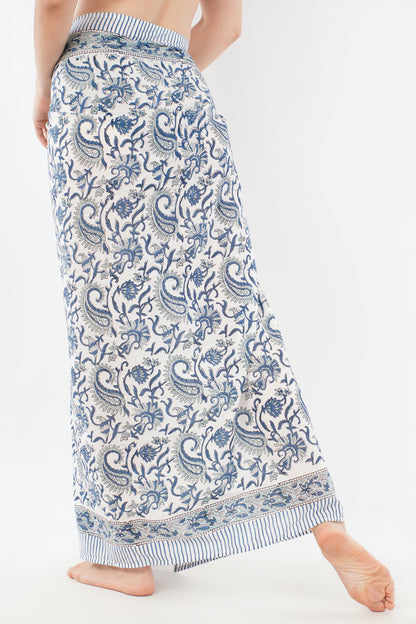 Cotton Blue Paisley Hand Printed Beach Sarongs Wrap Marlu