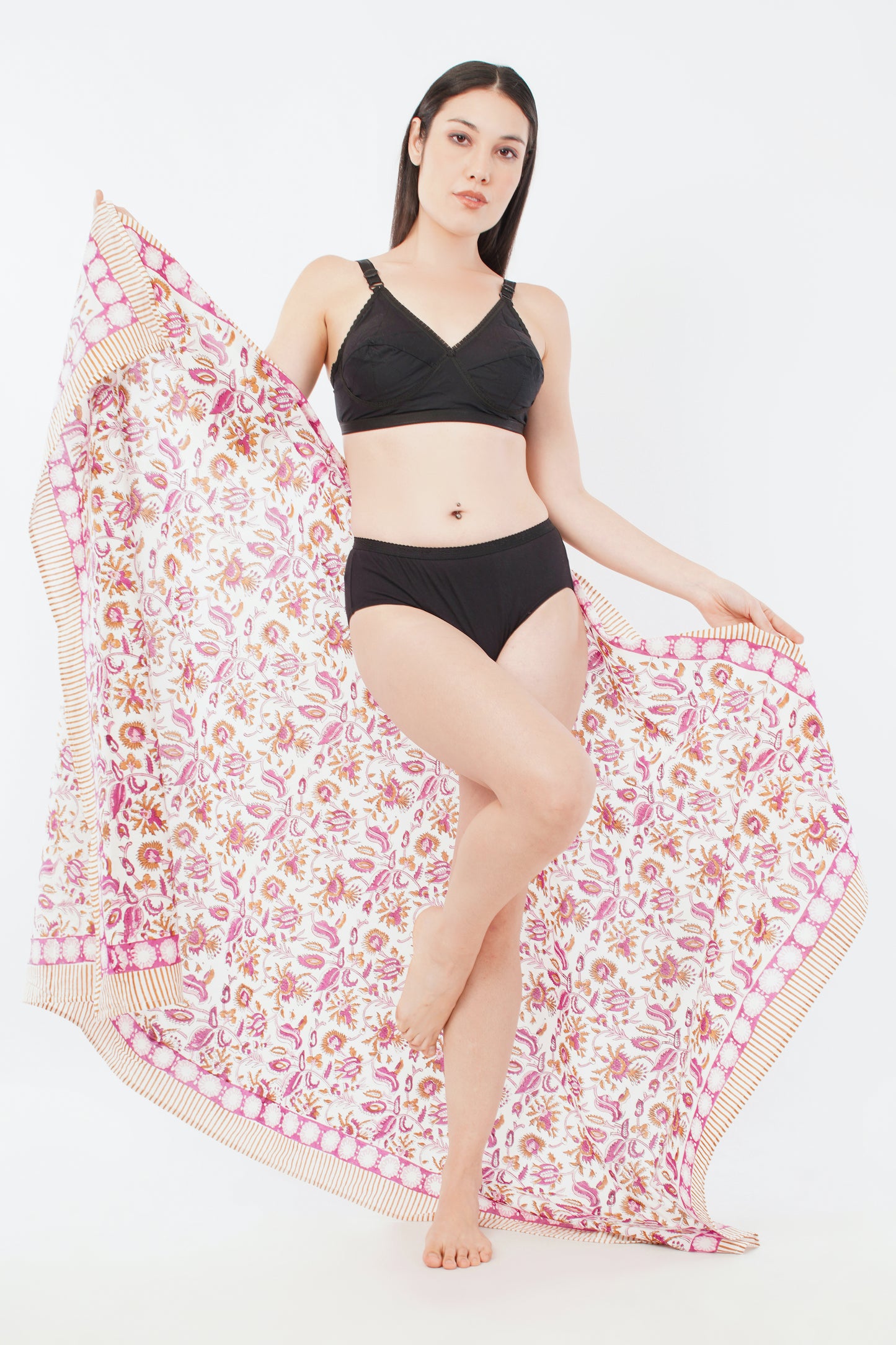 Cotton Coral Floral Printed Beach Sarongs Wrap Leela