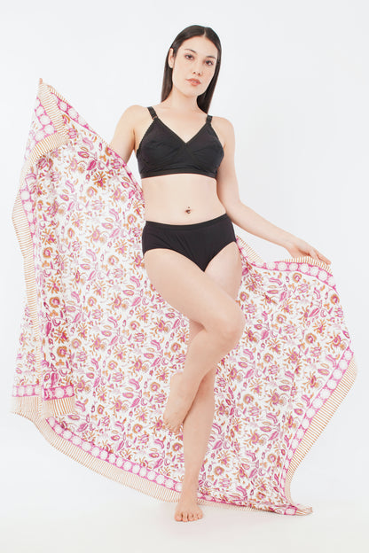 Cotton Coral Floral Printed Beach Sarongs Wrap Leela