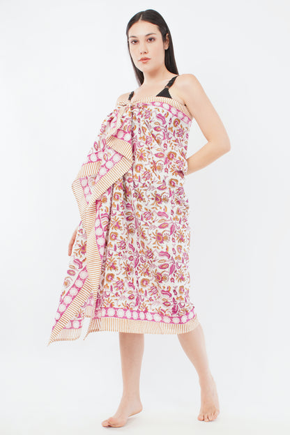Cotton Coral Floral Printed Beach Sarongs Wrap Leela